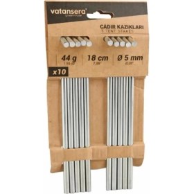 Resim Elektro Galvaniz Çelik Çadır Kazığı 18 cm x 5 mm - 12'li Set - Kamp, Çadır ve Tente Sabi 