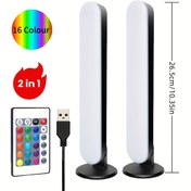 Resim 1 adet/2 adet RGB Led Işık Barı, Çok Renkli Yatay/Dikey LED Şerit Işıkları, Çoklu Konumlu Taban, 16 Renk, 4 Mod, Yatak Odası Atmosfer Işıkları, Herhangi Bir 5 Volt USB Güç Kaynağıyla Bağlanır, IR Uzaktan Kumanda 