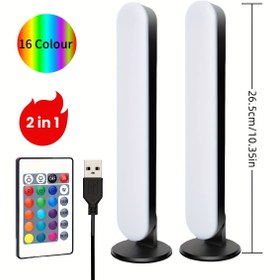 Resim 1 adet/2 adet RGB Led Işık Barı, Çok Renkli Yatay/Dikey LED Şerit Işıkları, Çoklu Konumlu Taban, 16 Renk, 4 Mod, Yatak Odası Atmosfer Işıkları, Herhangi Bir 5 Volt USB Güç Kaynağıyla Bağlanır, IR Uzaktan Kumanda 