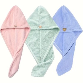 Resim 1 adet Kadın Hızlı Kuruyan Mikrofiber Saç Havlusu - Süper Emici, Kalın Yumuşak 24.89 cm Düğme Kapatma Saç Havlusu Saç Kurutma ve Duş Kullanımı için - Modern Kumaş Saç Kurutma Kapağı, Saç Kurutma Havlusu, Düğme Kapatma Tasarımı, Mikrofiber Havlu 