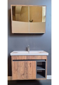 Resim Dehos 80 Cm Lara Banyo Dolabı Atlantik Çam - Antrasit 