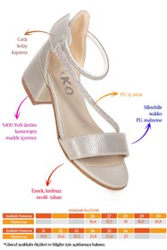 Resim Kiko Kids Pisar Vakko Günlük Kız Çocuk 4 Cm Topuklu Sandalet Abiye Ayakkabı Altın 
