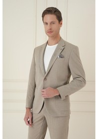Resim Efor Slim Fit Mono Yaka Çift Yırtmaç Torba Cep Casual Bej Ceket C 698 Bej 