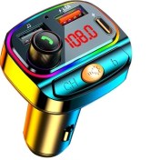 Resim Ganbao Çift USB Pd Araç Bluetooth 5.0 Şarj Cihazı Fm Verici Handsfree Pd 20W Type-C Çift USB 3.1A Renkli Işık Mp3 Müzik Çalar Desteği U Disk (Yurt Dışından) 