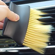 Resim Dual-Feather Araba İç Temizleme Fırçası, Yumuşak Sarı Kıllar ve Siyah Plastik Sap ile - Havalandırma Delikleri, Gösterge Paneli ve Düğme Temizliği için Çiziksiz Araba Bakımı | Verimli Temizleme Aracı, Araba Temizleme Aksesuarları, Şık Gadget Tasarımı, Dayanıklı Plastik Malzeme 