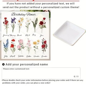 Resim Willowhaven Kişiselleştirilmiş Doğum Çiçekli Kare Altın Seramik Mücevher Tepsisi Kadınlar İçin Hediye 