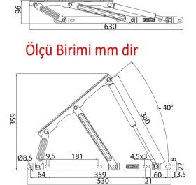 Resim Badem10 Baza Makası Mekanizması 40° Siyah Boyalı Standart Geniş Kollu 1 Çift Yatak Pistonu Sağ Sol Takım 