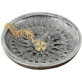 Resim Dekoratif Kase Takı Kutusu Yüzük Kolye Kutusu Mum Tabağı Takı Organizer Model 6 - Gümüş Eskitme 