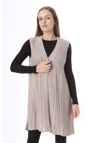 Resim Fresh&Moda Kadın Triko Mevsimlik Araboy Merserize Büyük Beden Anne Yelek 