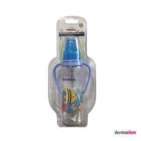 Resim Bambino Silikon Kiraz Uçlu Kulplu Cam Biberon 225 Ml Mavi B016 