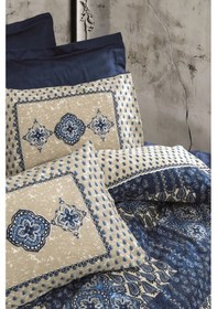 Resim Cotton Box Saten Çift Kişilik Nevresim Takımı Stasya Lacivert 