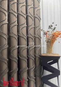 Resim Fon Perde Brillant Marka Tanjant Püsküllü Fon Pufy Nilda Antrsit Kahve 