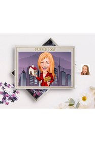 Resim Bk Gift Kişiye Özel Kadın Emlakçı Karikatürlü 1000 Parça Profesyonel Puzzle-2 