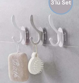 Resim Renkli Kolay Montaj Duvara Yapışabilen 3 Lü Banyo Ev Askısı SHN-1080 