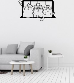 Resim Selfie Çeken Sevimli Kediler Siyah Metal Tablo 