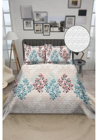 Resim Parlak Kadife Kumaş Kapitoneli Çift Kişilik Yatak Örtüsü Seti 3 Parça Cky0074 Renkli 