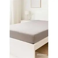 Resim Tek Kişilik Düz Penye %100 Pamuklu Lastikli Çarşaf 100X200 Cm Newsheet Gri 