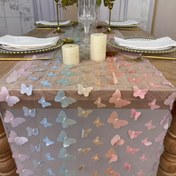 Resim 1 adet Kelebek Masa Koşusu - 3D Pastel Polyester Dekor, Parti, Ev Mutfak, Restoran için Canlı Kelebek Tasarımı | Mükemmel Halloween, Sonbahar Hasadı, Şükran Günü, Noel, Kelebek Dekorasyonları için 