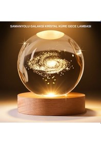 Resim Usb Bağlantılı Samanyolu Galaksi Küre Ahşap Standlı 3d Işıklı Dek 