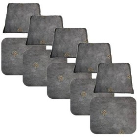 Resim Knsz minder seti 5 li zng&mğr&uslu gri işlemeli kumaş tel bar sandalyesi oturma ve sırt minderi set 