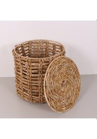 Resim Side Doğal Abaka 42x42 Cm Kapaklı Çamaşır Ve Dekorasyon Sepeti Bej 
