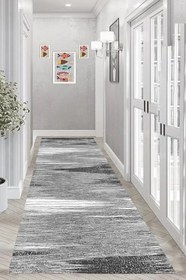 Resim Rovigo Dijital Baskı Yıkanabilir Kaymaz Taban Salon Halısı Ve Yolluk RVG0946-FNL181, Gri, 100 x 150 