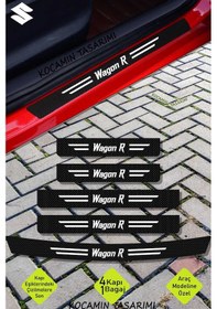 Resim Suzuki Wagon R Kapı Ve Bagaj Eşiği Koruyucu Karbon Folyo Çizik Önleyici Sticker Seti Wagon R Yazılı 