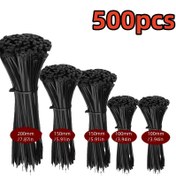 Resim 500 Adet Ağır Hizmet Tipi Naylon Kablo Bağlantı Elemanları Seti, Yüksek Çekme Mukavemeti, Dayanıklı Kilitleme Demetleri, Çeşitli Boyutlar (10.16cm, 15.24cm, 20.32cm, 25.4cm, 30.48cm) Kablo Yönetimi için, Ev, Ofis ve Endüstriyel Kullanım için Uyumlu 