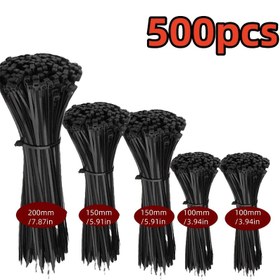 Resim 500 Adet Ağır Hizmet Tipi Naylon Kablo Bağlantı Elemanları Seti, Yüksek Çekme Mukavemeti, Dayanıklı Kilitleme Demetleri, Çeşitli Boyutlar (10.16cm, 15.24cm, 20.32cm, 25.4cm, 30.48cm) Kablo Yönetimi için, Ev, Ofis ve Endüstriyel Kullanım için Uyumlu 