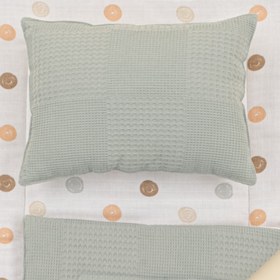 Resim Alt Açma Matı ve Yastık - Çift Taraflı - Petrol Mavisi Waffle - Puantiye 