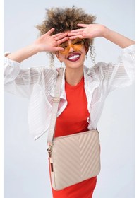 Resim Morca Omuz Askılı Notebook Çanta Tablet Laptop Kılıfı 13"-14" V Model Deri Bej 