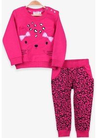 Resim Breeze Kız Bebek Eşofman Takımı Leoparlı Fuşya (9 Ay-3 Yaş) 