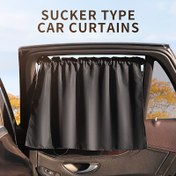 Resim 2 Adet Siyah Polyester Araba Güneşliği, UV Dayanımlı Isı Yalıtımlı Pencere Perdeleri, Vakumlu Kolay Sürme Gizlilik Perdeleri, Güneş Koruması ve Isı Kontrolü için, Çoğu Arabaya Uyar 