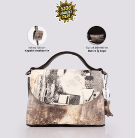 Resim Westbag Kadın Hakiki Deri Kapaklı Omuz Çantası Kartlık Ve Anahtarlık Bölmeli Küçük Boy GRİ 