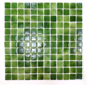 Resim MozaiKristaL Tüm yüzeylere uygulanabilir 25x25mm. Çimen Yeşili, 31,5x31,5cm Fileli Cam Mozaik. (1 m2 Fiyatıdır) 