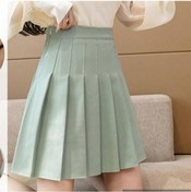 Resim Yeşil Sonbahar Ve Kış Kadın Pilili Etek Beyaz Kısa Etek Japon Yüksek Bel Ince Jk Ekose A-line Etek Yeşil 