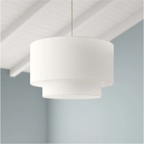 Resim Kumaş 2 Katlı Avize Yatak Odası Çocuk Odası Salon Beyaz PAV29 