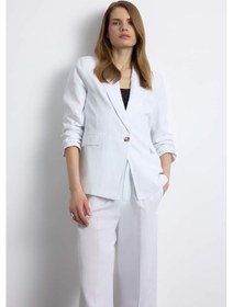 Resim DeFacto Oversize Geniş Kalıp Keten Karışımlı Beyaz Blazer Ceket Z2536AZ25SPWT34 Beyaz 