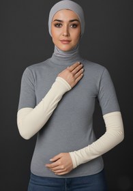 Resim Sonbaharmoda Kadın Tesettür Likralı Esnek Düz Penye Kolluk 
