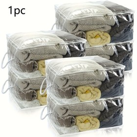 Resim RIKOOI Çeşitli Boyutlarda Şeffaf PVC Fermuarlı ve Kulplu İstifleme çantalar - Yorgan, Nevresim Battaniye & Minderler iç ın ı ço k Amaça Uygun Dikdörtgen Organizatör | Toz Ge 