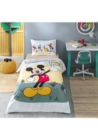 Resim Özdilek Mickey Mouse Nomadic Tek Kişilik Disney Lisanslı Lastikli Çarşaf Çocuk Nevresim Takımı Sarı 