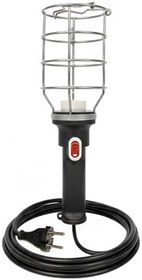 Resim Siyah 25 mt Plastik Saplı Metal Koruma Kafesli kablolu E27 Standart Duy Seyyar El Lambası 