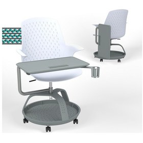 Resim Karr Office Sona 360 Yazı Tablalı Mobil Eğitim Sandalyesi Beyaz 
