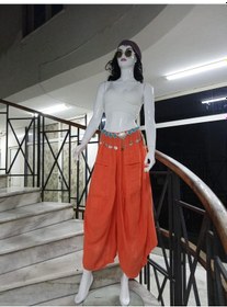 Resim Bohem Stil İtalyan Cepli Keten Şalvar Pantolon Cmn00154 Oranj 