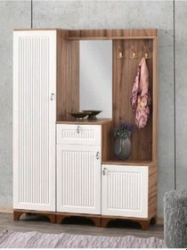 Resim Bera Atlantik Çam - Beyaz 3 Kapılı 1 Çekmeceli Hayal Portmanto Atlantik Çam - Beyaz 