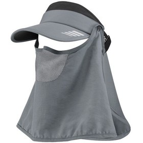 Resim Rockbros Lf7597 Çıkarılabilir Yüz Maskeli Yaz Anti-uv Açık Üst Bisiklet Şapkası - Koyu Gri 