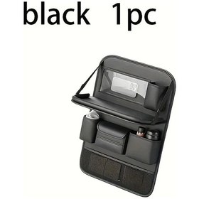 Resim Xuweiwei Premium Yapay Deri Koltuk Organizer Black Multifonksiyonel Depolama Katlanır Masa Tepsisi 