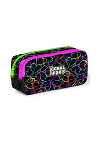 Resim Coral High Kız Çocuk Siyah/pembe Kalp Desenli Okul Kalem Çantası Çok Renkli 