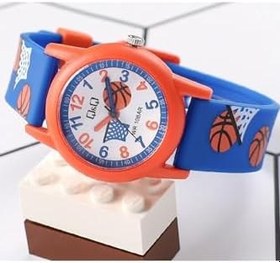 Resim Q&Q-Lacivert Turuncu Basketbol Temalı Su Geçirmez Rakamlı Erkek Çocuk Kol Saati 