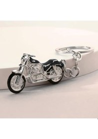 Resim Kdot Motorsiklet Tasarımlı Anahtarlık, Siyah, Çinko Alaşım Metal, Motor Temalı, Dayanıklı, 4.5x2.5 Cm 